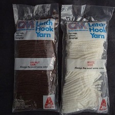 2 COLUMBIA MINERVA LATCH HOOK YARN 3201 3206 PACKS CM PRE-CUT RUG White Walnut