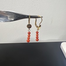 AntiqueCoral Gemstone Earring 18K Gold Natural Coral Handmade