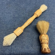 Antique Wood Handle T Horse Hair Bristle Shaving Shave Brush Pair 1 2 Sided