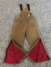 Vintage Carhartt Bib Overalls Mens 36x30 Brown Insulated Quilt Lined R02 Union