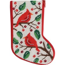 Alice Peterson Stitch  Zip Mini Stocking Cardinals Needlepoint Kit