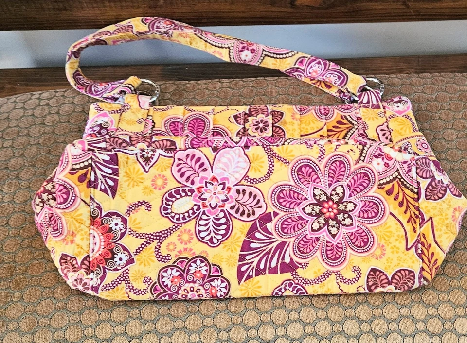 Женская Vera Bradley на ходу через плечо сумка Бали золотой сумочки желтый розовый - Изображение 3 из 4