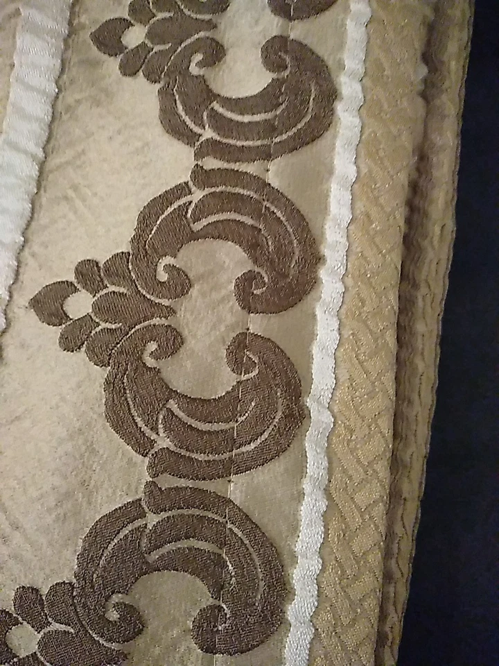 J. Queen New York Curtain 2 Panels Fully Lined Ivory Gold Color Pattern 84 X 48" - Image 3 of 4