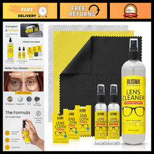 Crystal Clear Eyeglass Lens Cleaner Spray Kit - 2x2oz  1x16.9oz  3 Cloths - Fo