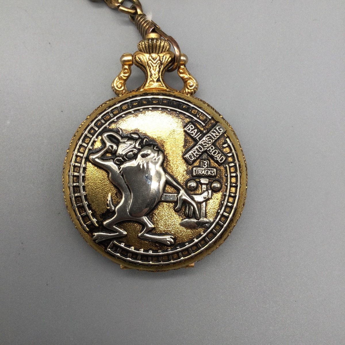 Vintage Armitron Tasmanian Devil Pocket Watch Mens 41mm Train