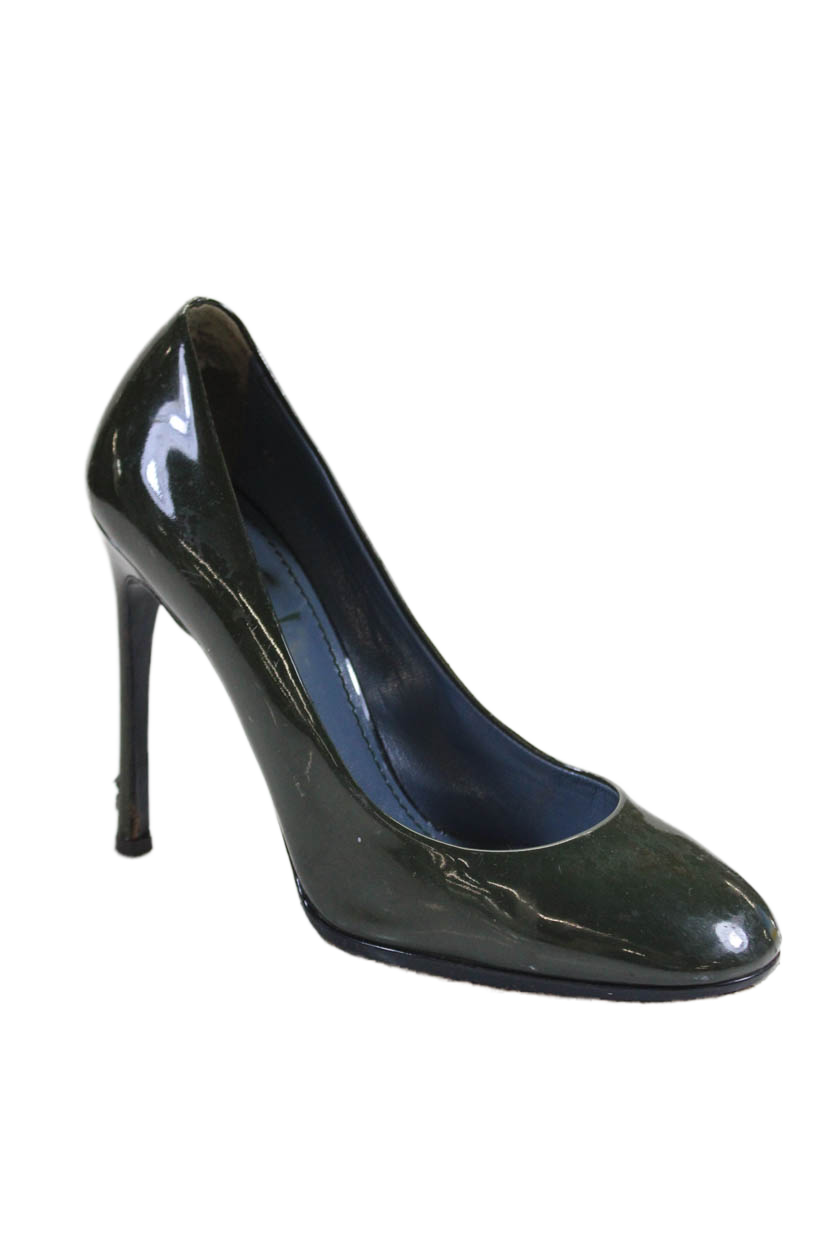 SAINT LAURENT YSL decolte classiche da donna in vernice verde scuro taglia 37 7