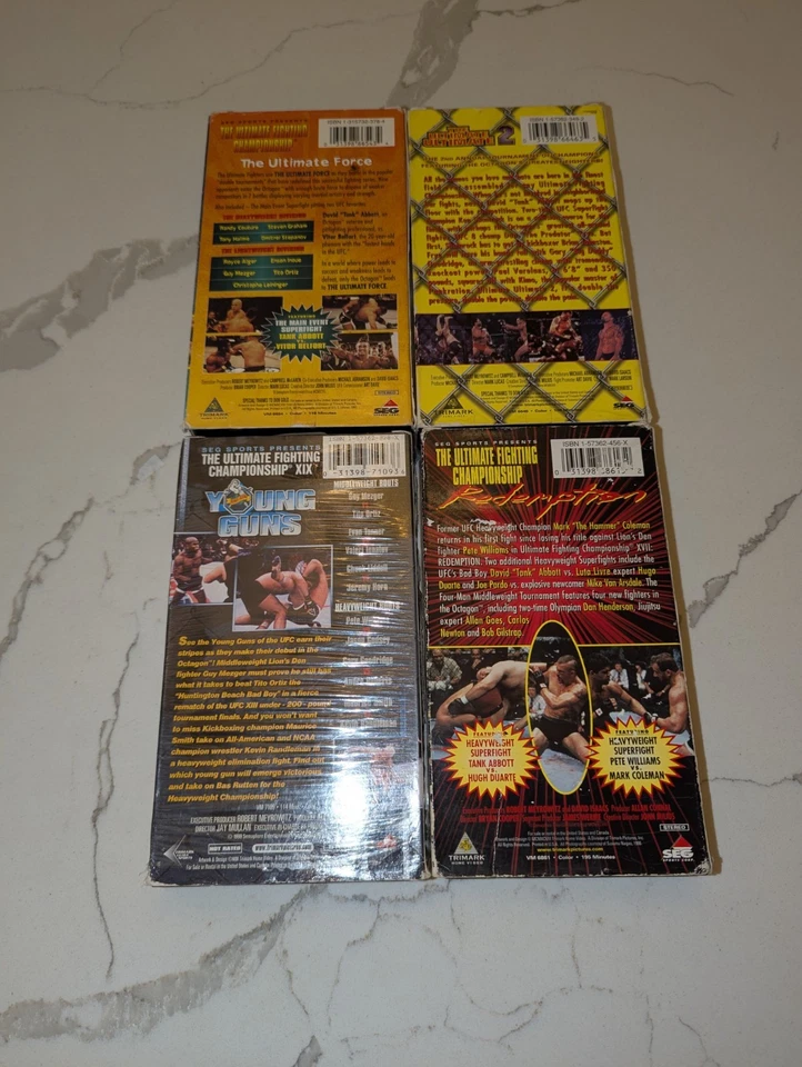 Lot Of 4 VHS Tapes UFC Mixed Martial Arts Ultimate Force Fighting Young Guns Foto 4 de 4