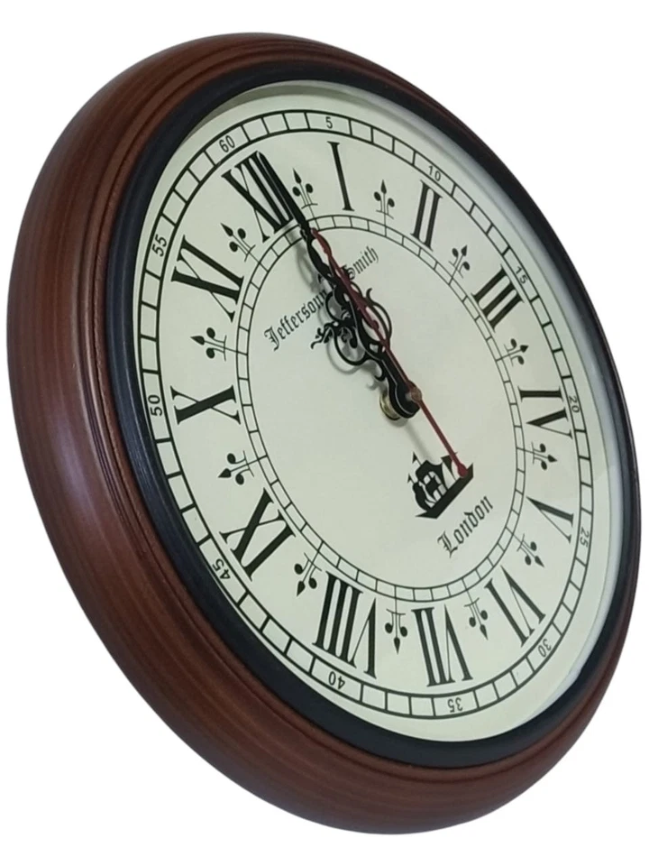 Wooden 12inch Large Decorative Roman Number Round Designer Wall Clock, Brown - Image 4 of 4