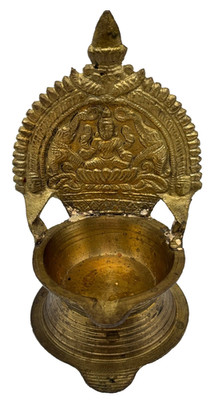 Vintage Brass Oil Diya Shubhkart Lamp Puja Offering, Goddess Decor