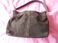 Brown suede/faux leather handbag