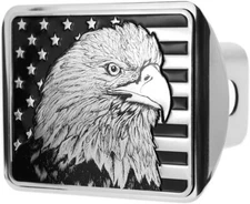 eVerHitch USA Flag Stainless Steel Trailer Hitch Cover Black & Chrome
