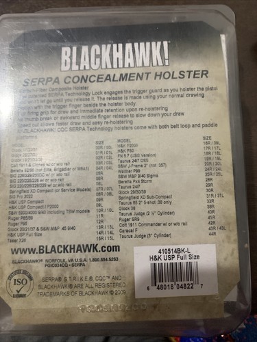 BLACKHAWK! SERPA CQC HOLSTER FOR H&K USP FULL SIZE LH 410514BK-L (OLD INVENTORY) - Picture 2 of 2