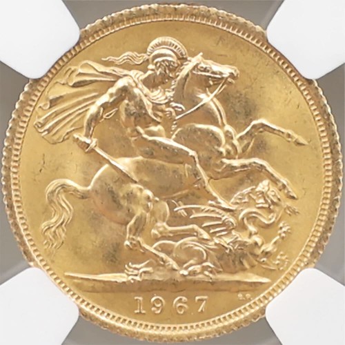 1967 Great Britain Elizabeth II Sovereign 1 Pound 7.99Grams Gold Coin NGC MS 66 - Picture 4 of 4