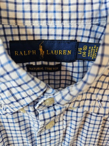 Polo Ralph Lauren Boys Tattersall Cotton Poplin Shirt Blue Multi size L/14 - Picture 2 of 4
