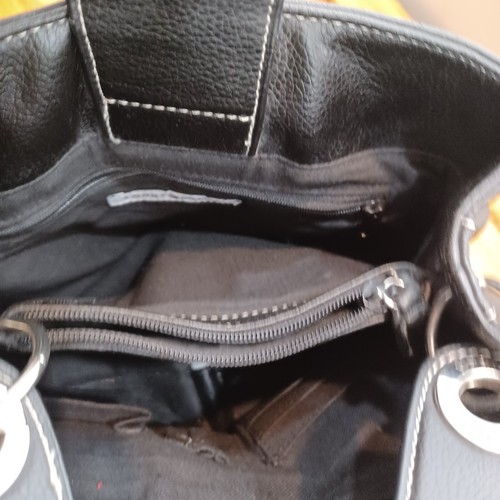 Tommy Hilfiger Medium Black Leather Hobo Handbag Purse Silver Hardware 10x10.5x5 - Picture 2 of 21