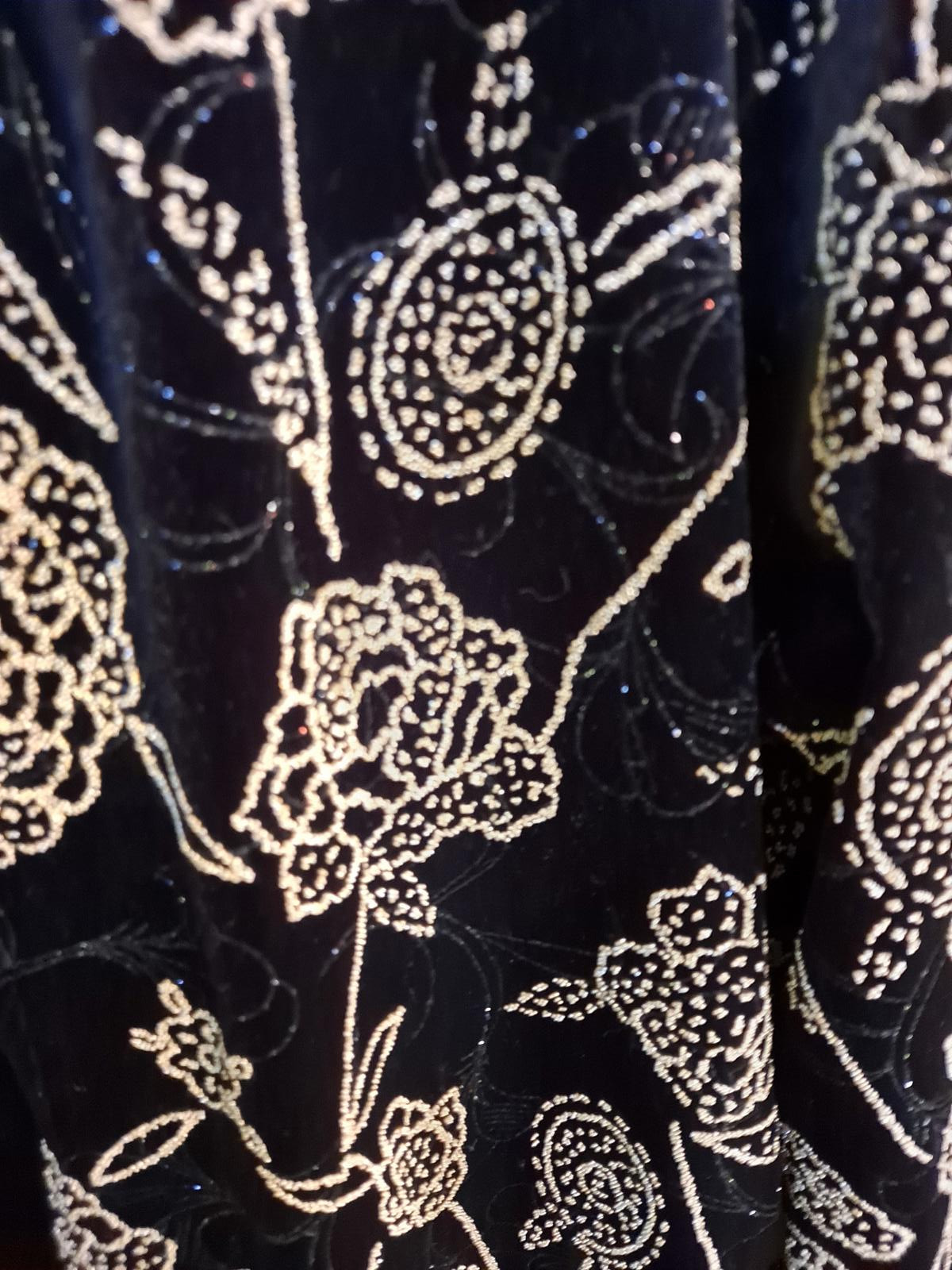 Notations Black Velvet with Gold Flower Cardigan with Attached Velvet Top Size L
