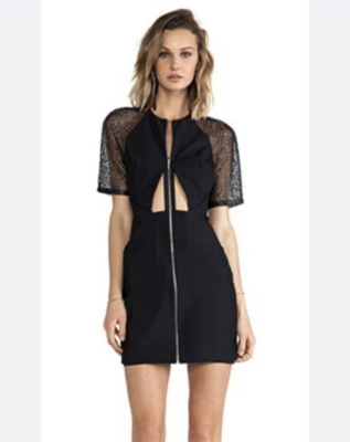 SUBOO Lace Sleeve Dress cut out Sz 4 black full zipper front mini | eBay