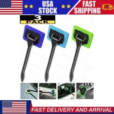 3x Auto Glass Window Cleaner Brush Tool Microfiber Car Wiper Windshield Cleaning