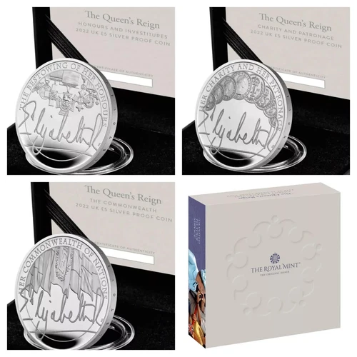 The Queen's Reign Honours Charity Commonwealth 2022 UK £5 Silver Proof Coin Set