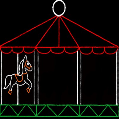 Led Lighted Animated Carousel 3d Christmas Yard Art Large Outdoor