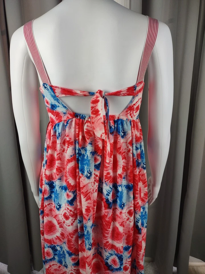 Vestido Bonnie Jean vermelho, branco, azul, tie dye girassol tamanho 14 (novo com etiquetas) - Imagem 4 de 4