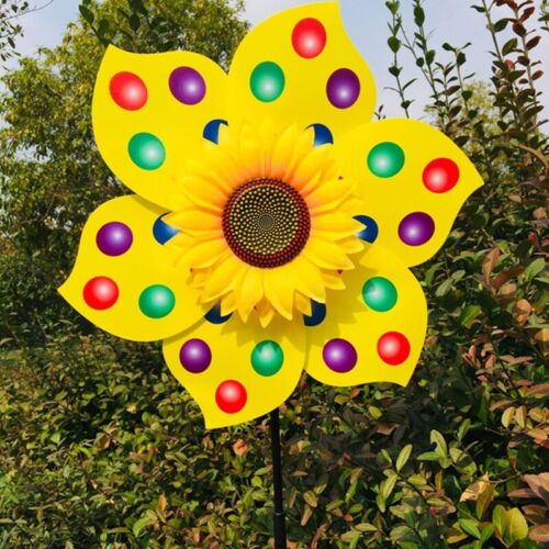 Colorful Rainbow Sun Flower Spinner Wind Windmill Garden Yard Outdoor Decor - Picture 7 of 27