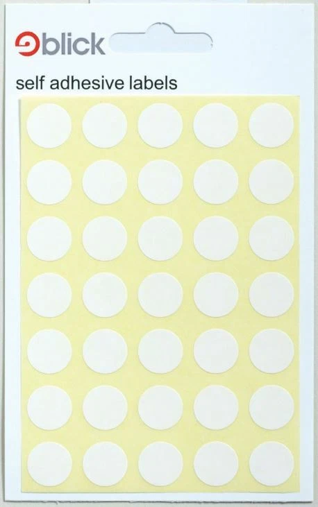 BLICK Small White Round Sticky Dot Labels 13mm Price Stickers Tags Blank Self Adhesive