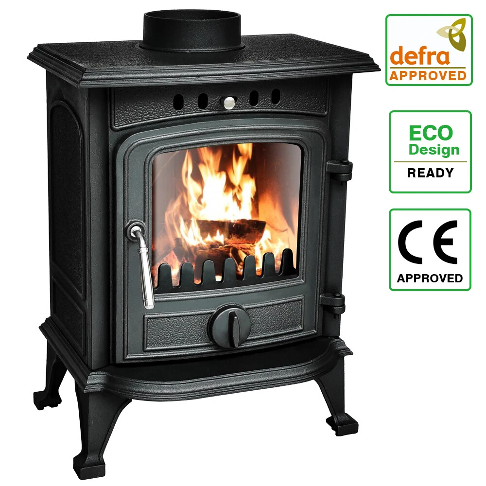 5KW MultiFuel Stove Wood Burning Woodburner Cast Iron Fireplace Defra Eco  Design | eBay