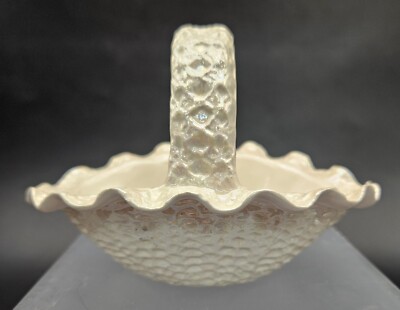 Vintage 1950s McNee's Mold M1235 Ivory Ceramic Small Basket Luster Finish 5''