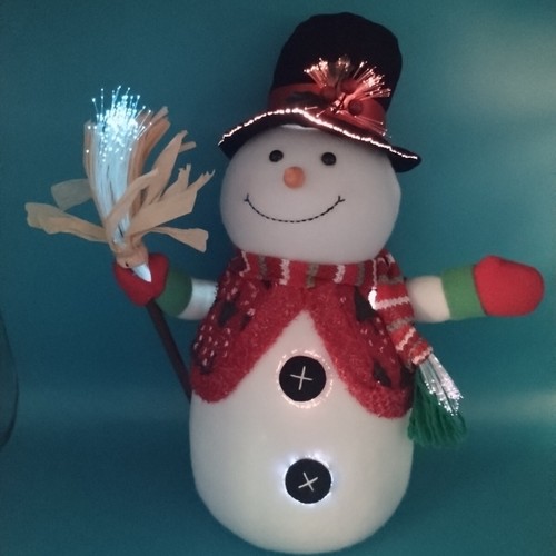 Fiber Optic Snowman Holding Broom Christmas Decoration Color Changing Light Up - Bild 3 von 14