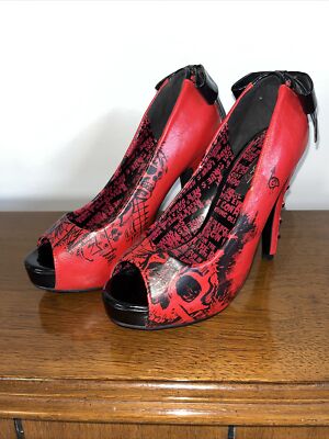 IRON FIST JustFabulous Punk Heels Laced Bow Peep Toe Size Vegan Leather 