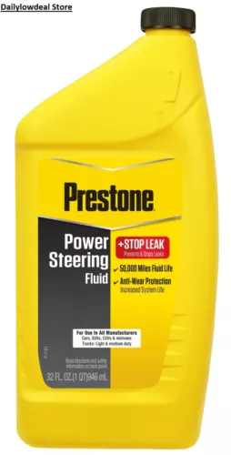 Prestone Power Steering Fluid Plus Stop Leak, 32 oz (1 Quarts) SEALED ITEM!!