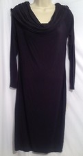 JustFab Stretch Bodycon Dress Black Cowl Neck Long Sleeve Womens L