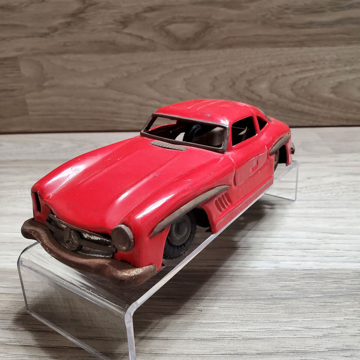 Vintage Mercedes 300SL Friction Tin Toy Piston Red Gullwing Vintage Mercedes 300SL Friction Tin Toy Piston Red Gullwing