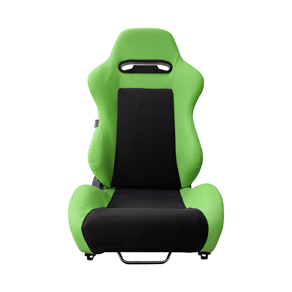 2 TANAKA GREEN PVC LEATHER & BLACK SUEDE ADJUSTABLE RACING SEAT