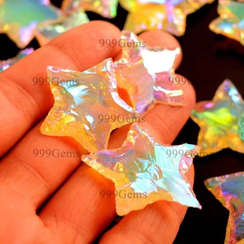 10pcs Each Star Shape Aura Opalite Obsidian Rose Quartz Carving Gemstone - Picture 5 of 16