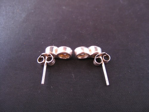 Vintage 925 Sterling Silver Synthetic Quartz Stud Earrings - Picture 3 of 9