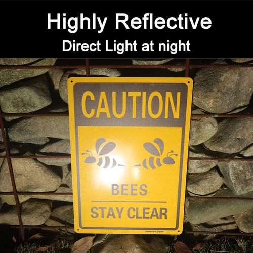 Caution Bees Stay Clear Sign,14 X 10 Inches,Reflective Aluminum,Easy to Mount,Uv - Picture 5 of 12