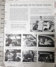 1959 Chrysler Vintage Print Ad Luxury Safety Wide Doors Headroom Swivel Seat Bw