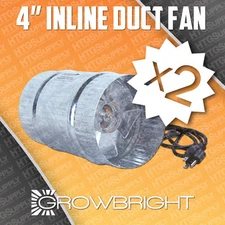 2 pc 4" INLINE DUCT FAN EXAUST BOOSTER BLOWER case inch grow light cool air four