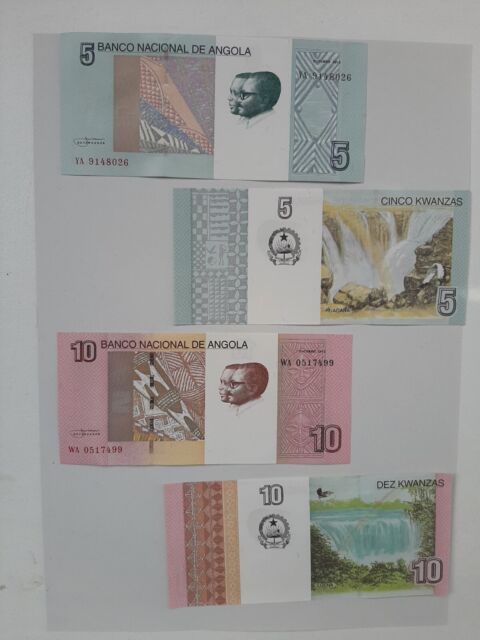 2 x 5+ 2 x 10 Kwanzas Angola / guter Zustand / Geldschein von 2012