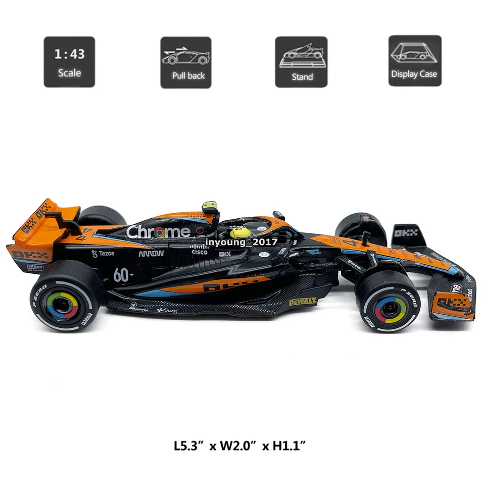 1/43 2023 F1 McLaren MCL60 Model Car Diecast Collectible Vehicle Lando Norris 4 - Image 2 of 4