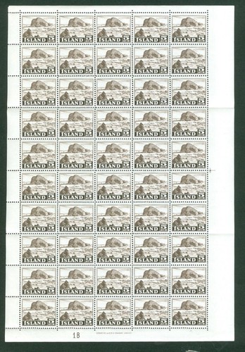 Iceland. Full Sheet Folded. Mnh 1954 5 Aur. Occupational Activities