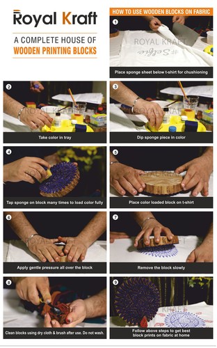 Indisches Paisley und Blatt Motiv Holz Blockdruck Stempel (6er Set) - Bild 6 von 7