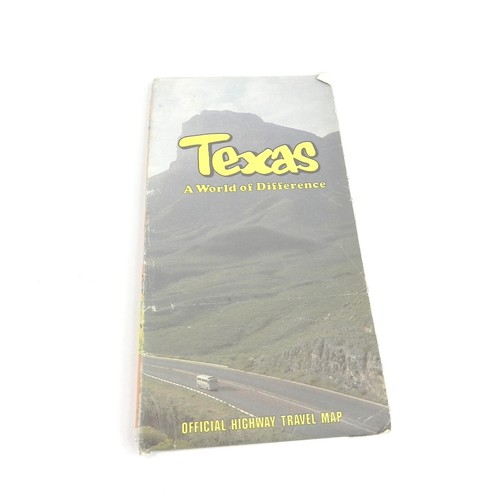 VINTAGE 1970er OFFIZIELLE STRASSENKARTE VON TEXAS HIGHWAY TOURING GUIDE GAS PROMO