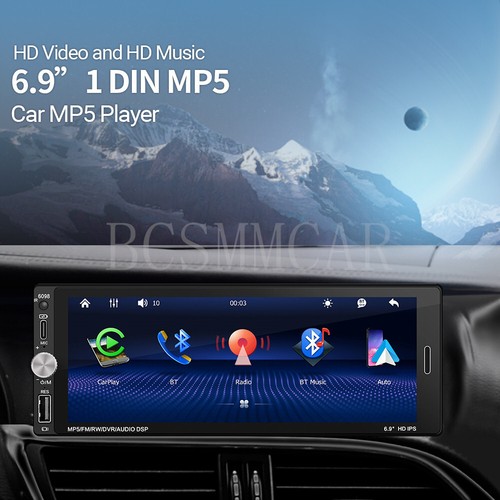 Single Din Car Stereo Touch Screen Radio Player For Apple Carplay Android Auto - Picture 7 of 24