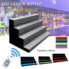 LED Lighted Liquor Bottle Display Shelf LED Bar Bottle Display 31" 4-Step