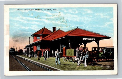 1918. LAWTON, OKLAHOMA. FRISCO PASSENGER STATION. POSTCARD. fx21