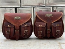 Borse Laterali In Pelle Per Moto 11" In Pelle Di Mucca Marrone Resistente