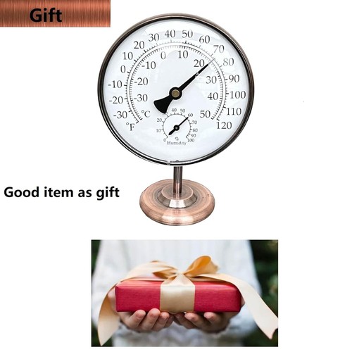 Elegant 4-Inch Indoor/Outdoor Thermometer with Hygrometer – Durable Brass Design - Picture 10 of 11